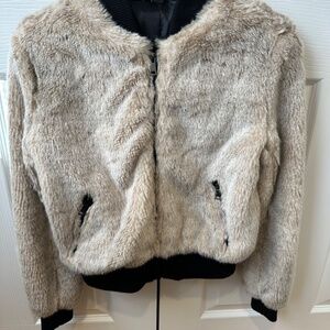 Faux Fur Bomber Jacket Size Small